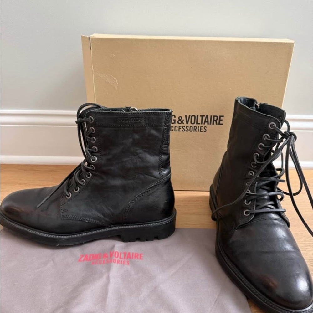 Zadig & Voltaire Men's Dark Leather Lace-Up Boots (never been worn)